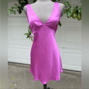 Princess Polly satin mini dress V-neck purple sleeves less